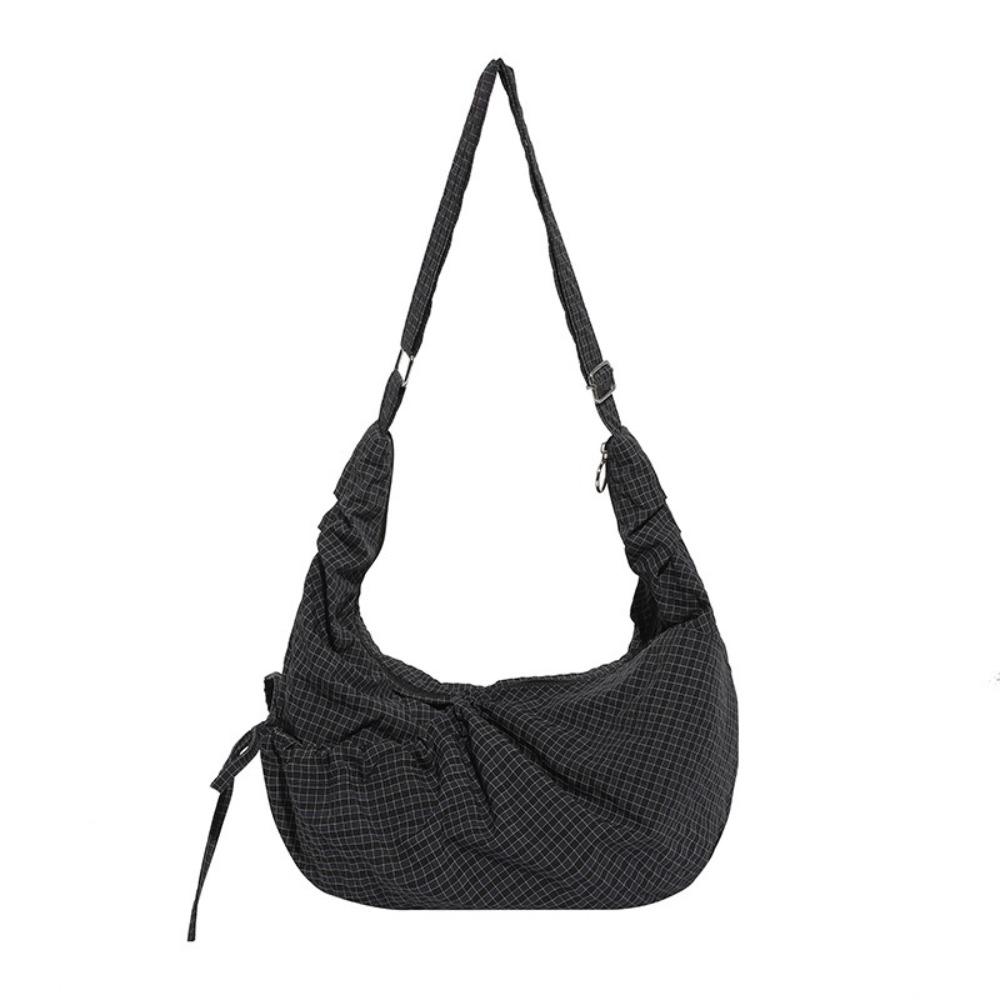 Ballet Style Pleated Shoulder Bag Korean Style Canvas Dumpling Bag  Outdoor