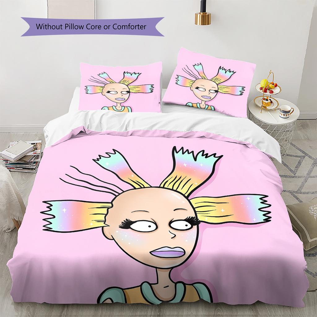 Rugrats  Pattern Bedding Quilt Set  Home Decoration  Gift (1 * Duvet Cover + 2 * Pillowcase  Without Core)