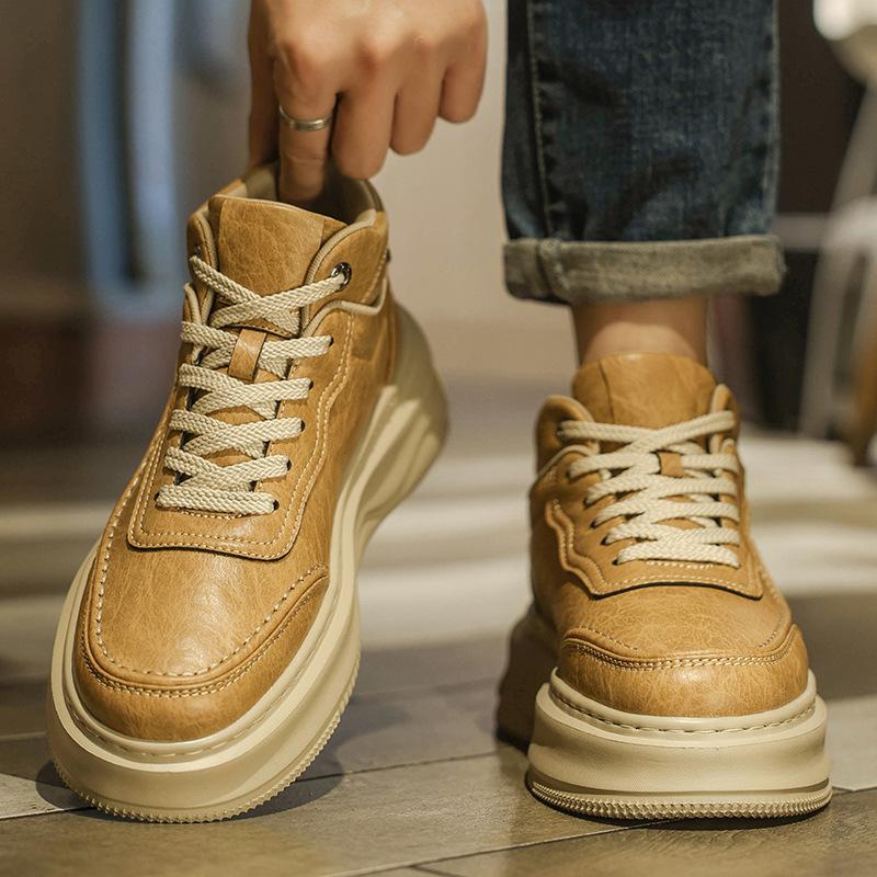 Winter velvet board shoes thick sole light high top thickened warm yellow cotton shoes autumn and winter shoes