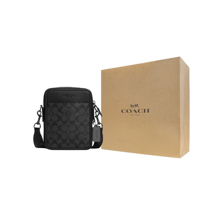 Coach Sullivan 17 Klassische Monogramm-Prägung Reißverschluss Multifunktionale Tasche Kieselstein-Leder Beschichtetes Canvas Umhängetasche Klein CC009-QBMI5