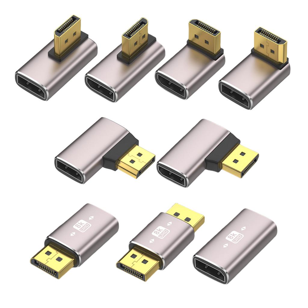 8K DisplayPort 1.4 Adapter, rechtwinkliger DisplayPort-Stecker auf Buchse, vertikale Anschlüsse, Konverter-Extender, unterstützt 8K bei 60 Hz
