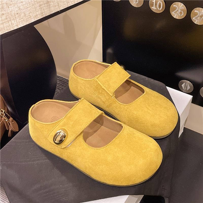 Inner height-increasing shoes women's spring and summer new one-pedal lazy shoes Mary Jane single shoes bag head half drag