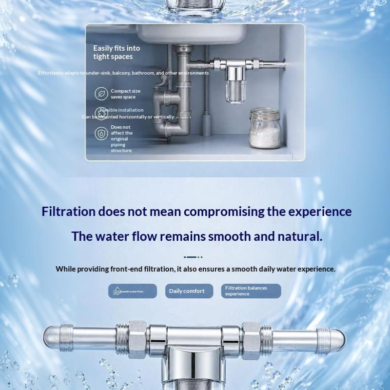 Stainless Steel Water Pre Filter With Transparent Visible Body Washable Reusable Filter Element For Kitchen Whole House Use
