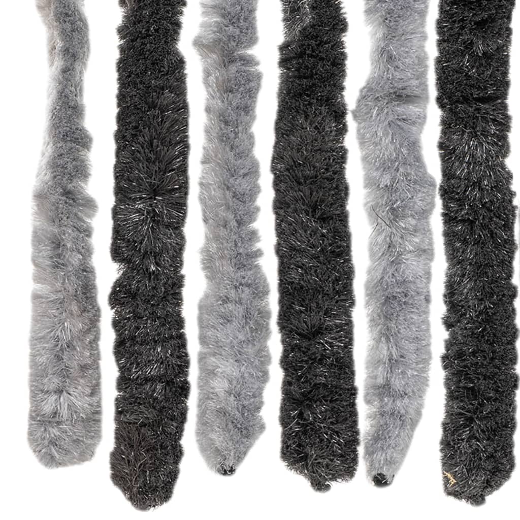 vidaXL Fliegenvorhang Grau und Schwarz 90x220 cm Chenille