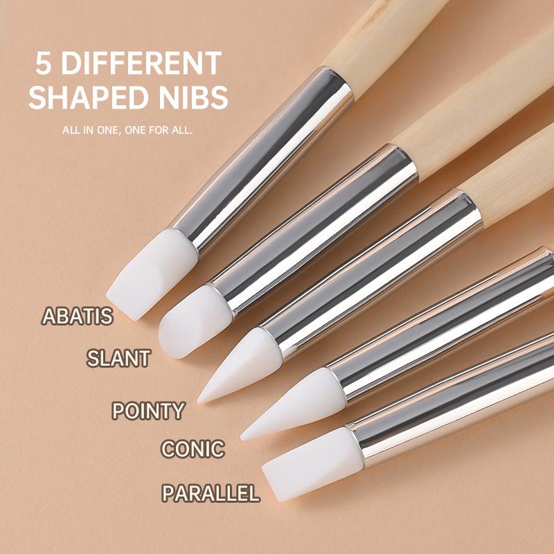 Multi-Functional Silicone Nail Art Pen for Carving, Smudging, and Pressing Powder