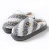 Two-color Plush Embroidered Cotton Slippers for Stepping On Shit Autumn and Winter Home Warmth Thick Bottom and Light Couple Hair Slippers
