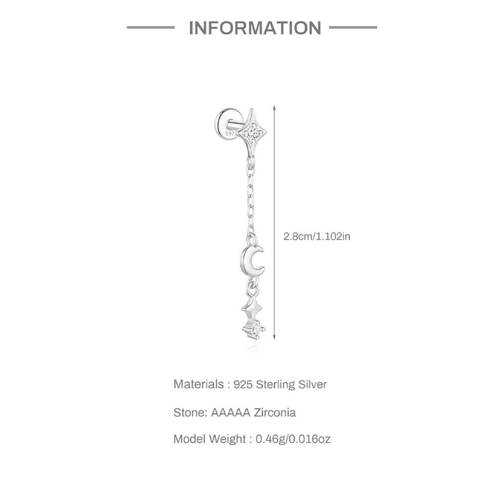CANNER 1PZ Occhio di Cavallo Testa Piatta Filettato Perforazione Osso Auricolare Donna Argento 925 Ins Stella Fiore Geometria Zircone Orecchino a Lobo