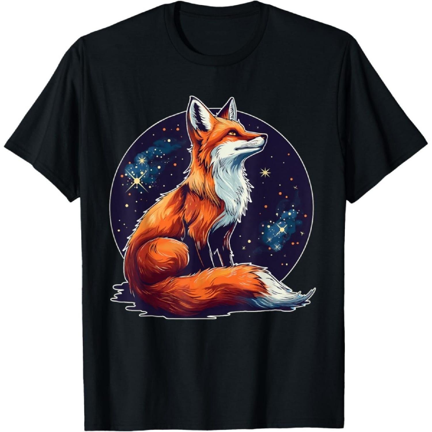 Cute Fox Forest Animals Stars Fox T-Shirt(7) S