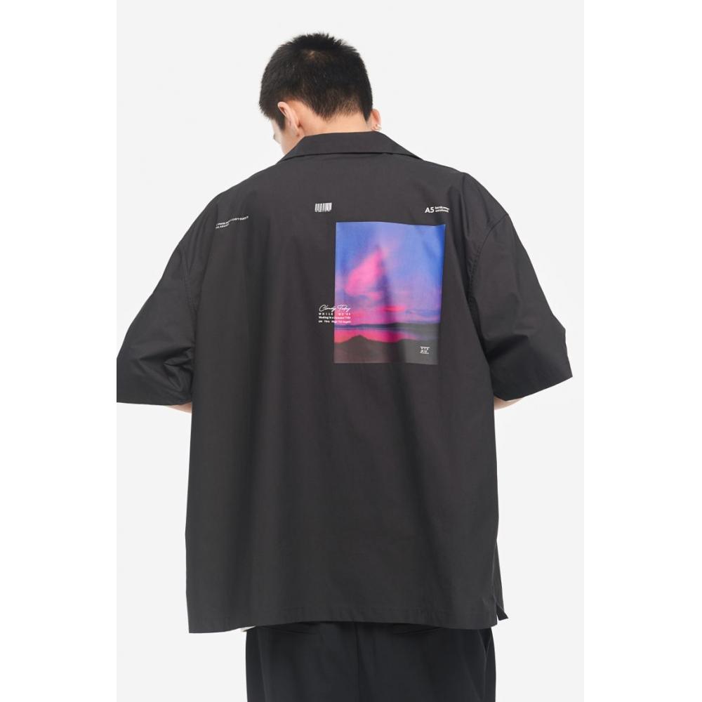 

Рубашка HM Oversized Camp, Черная Светотень