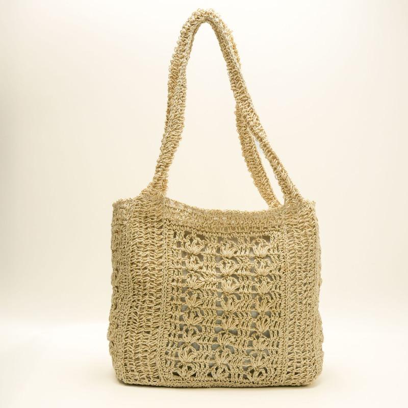 

New casual straw bag handmade crochet bag hollow shoulder tote bag seaside vacation beach bag welt zipper