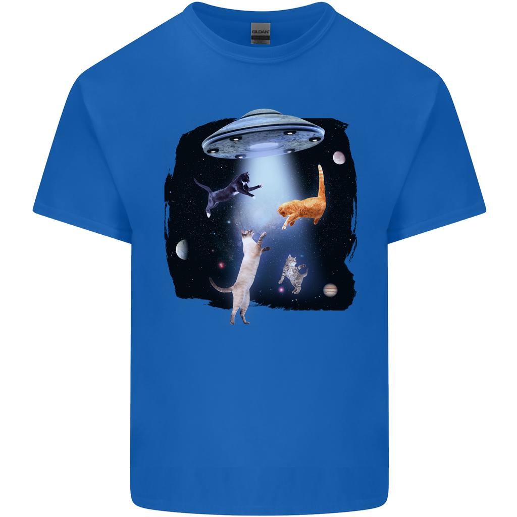 Cat Abduction Alien UFO Unisexs Light Cotton TShirt