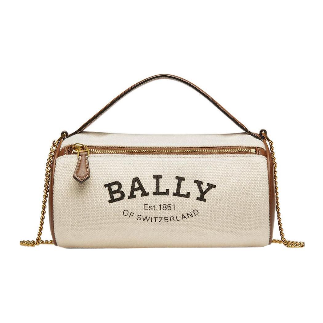 

Bally Letter Print Logo Fashion Zipper Tote Bag Women Shoulder Bag Beige 6302811 Basic Set (Bag+Dust Bag)