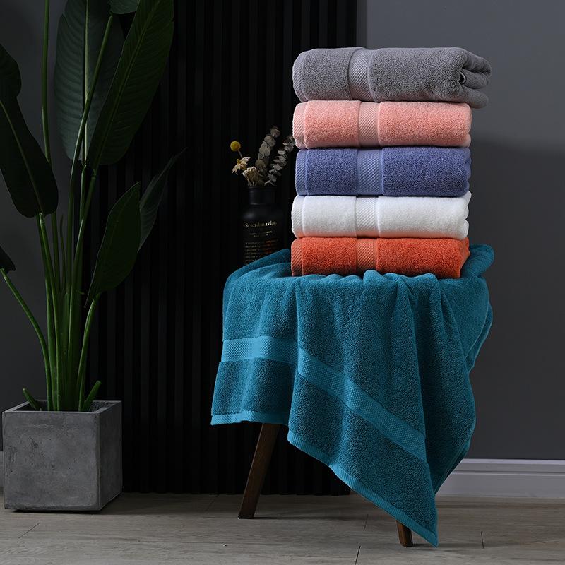 High Quality Bath Towel Skin-friendly Durable Soft and Comfortable Cotton Bath Towel 80*160 Thickened Plain Color Cotton Absorbent Hotel Bath Towel