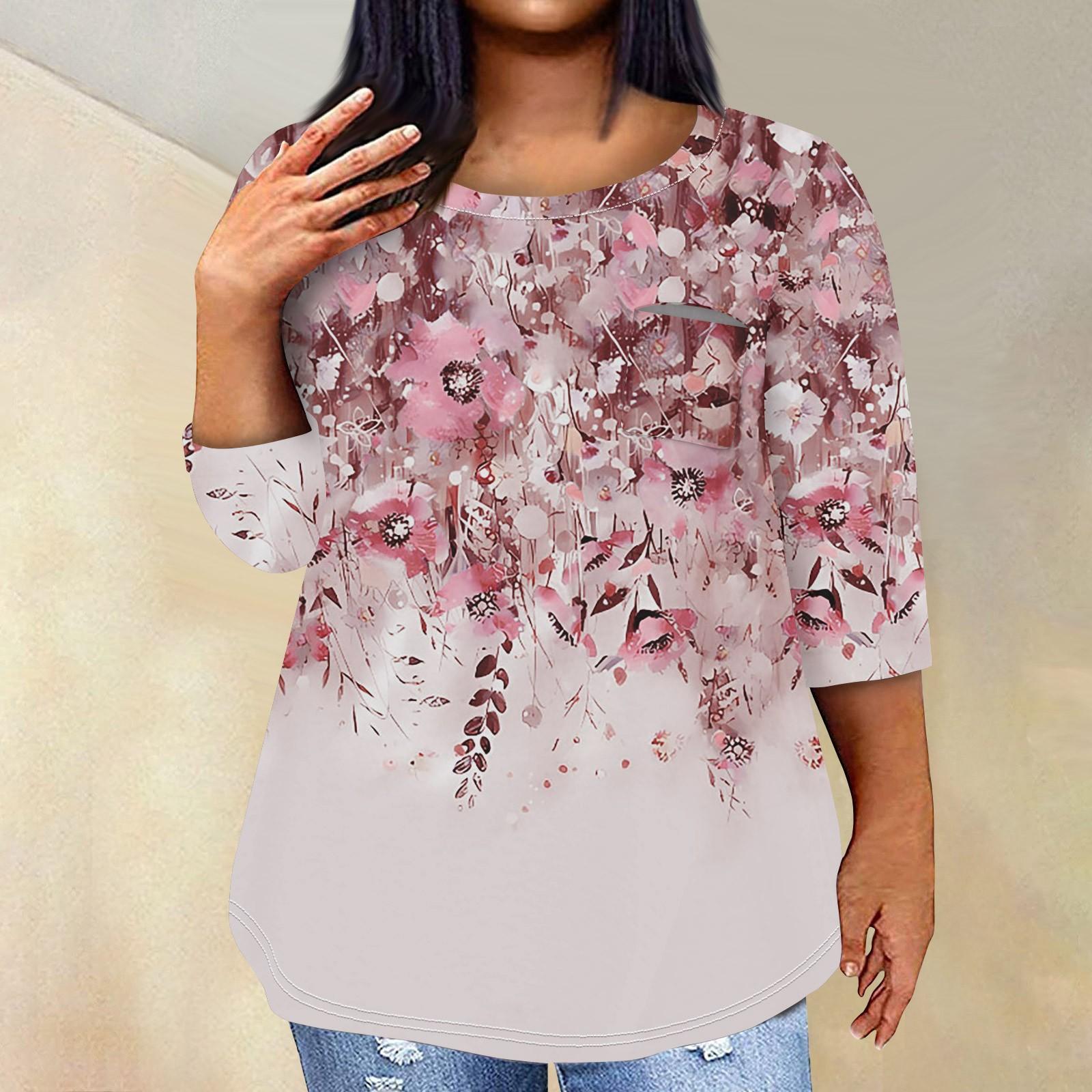 

Женский модный повседневный пуловер с круглым вырезом и рукавом три четверти с принтом, топ с рукавами 4/3 XL арбуз красный