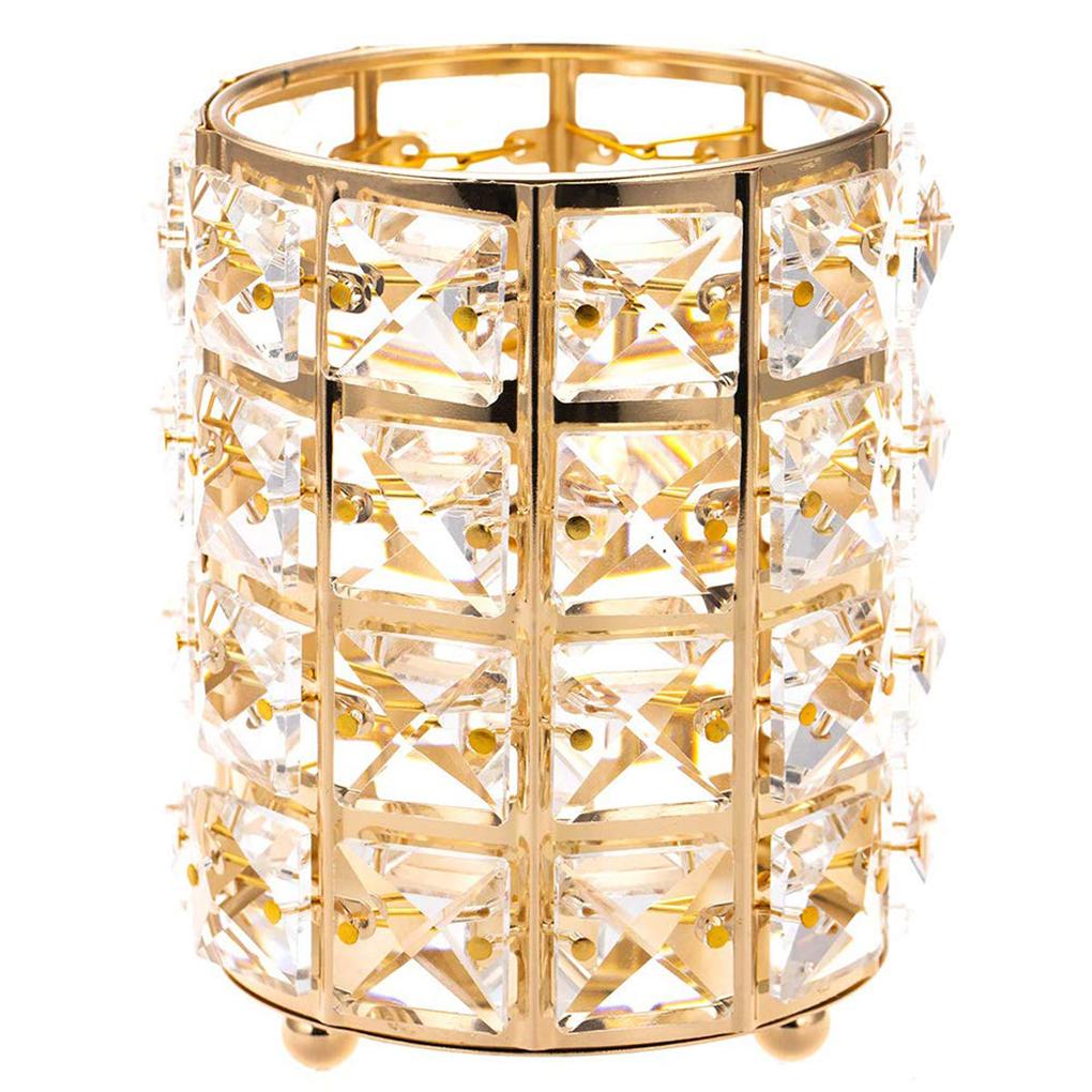 

Кисти для макияжа Кристалл Bling Организатор Золотая косметическая кисть Ручка Подставка для карандашей Подсвечник Коробка для хранения Контейнер золотой