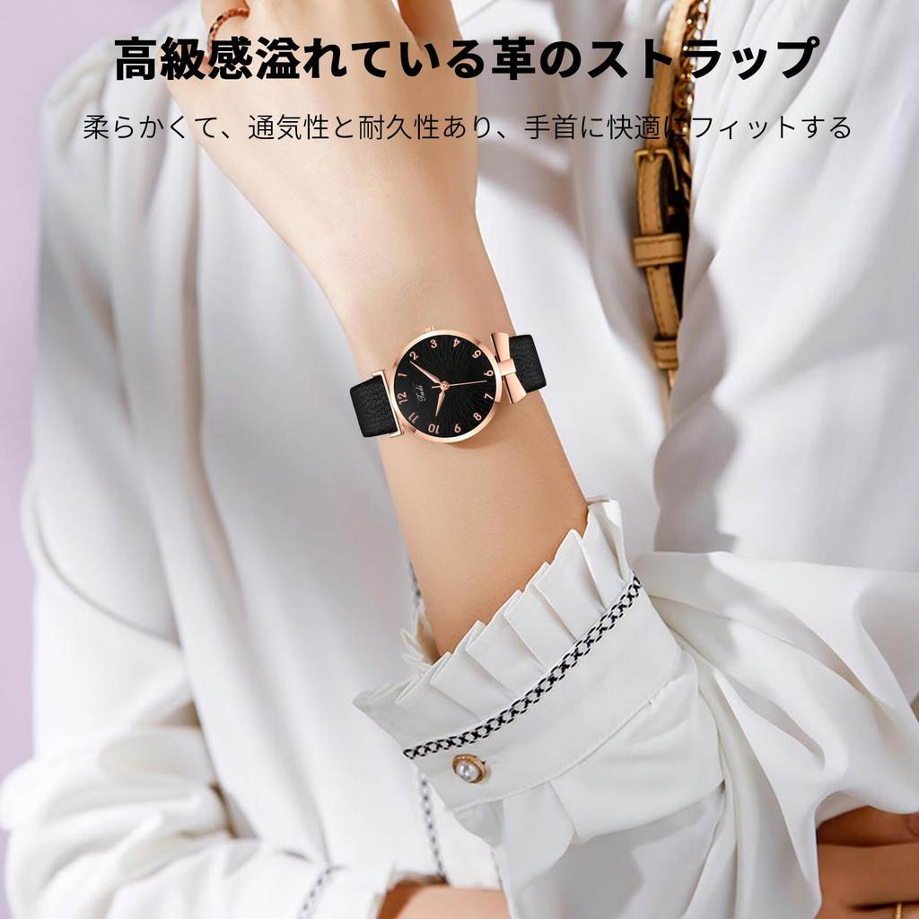 RORIOS Stylish and Quartz 30M Water Synthetic Leather Perfect for Casual Birthday Black Women's Watch, Cute, Movement, Resistance, Band, Commuting,