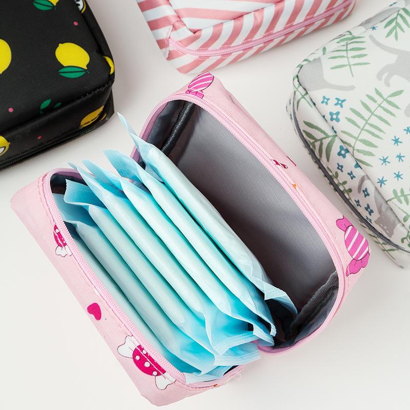 Women Travel Small Cosmetic Bag Girl Lipstick Make Up Bag Beautician Sanitary Pad Bag Case for Daily Necessities Storage Bags