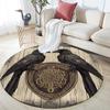 Two Crows with Runes,Round Area Rug,Carpet Rug for Living Room Bedroom Sofa Playroom Decor,Non-slip Floor Mat