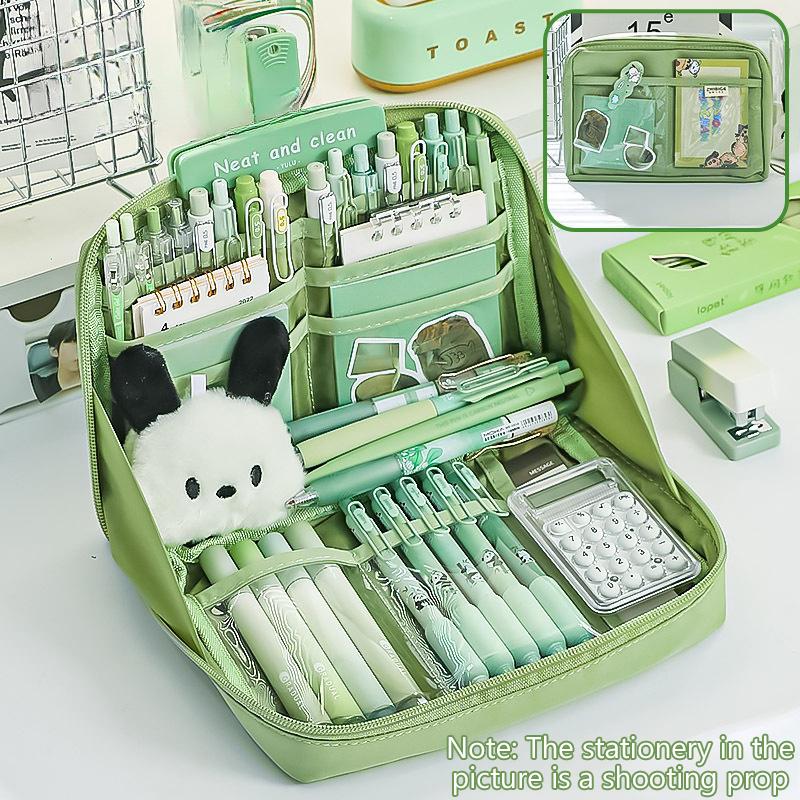 

12 слоев большой емкости пенал красивый многофункциональный класс хранения канцелярских принадлежностей сумка для хранения 1 шт зелёный