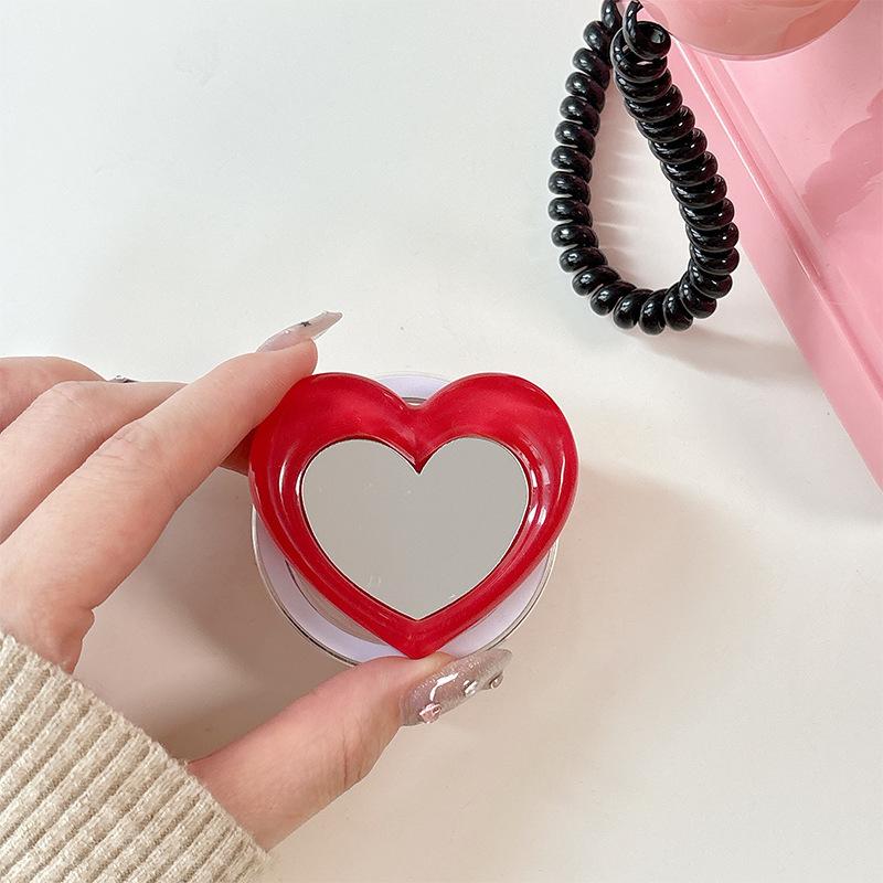 Simple Wind Love Mirror Lazy Ring Portable Mobile Phone Magnetic Suction Airbag Bracket Retractable Desktop Watching Drama