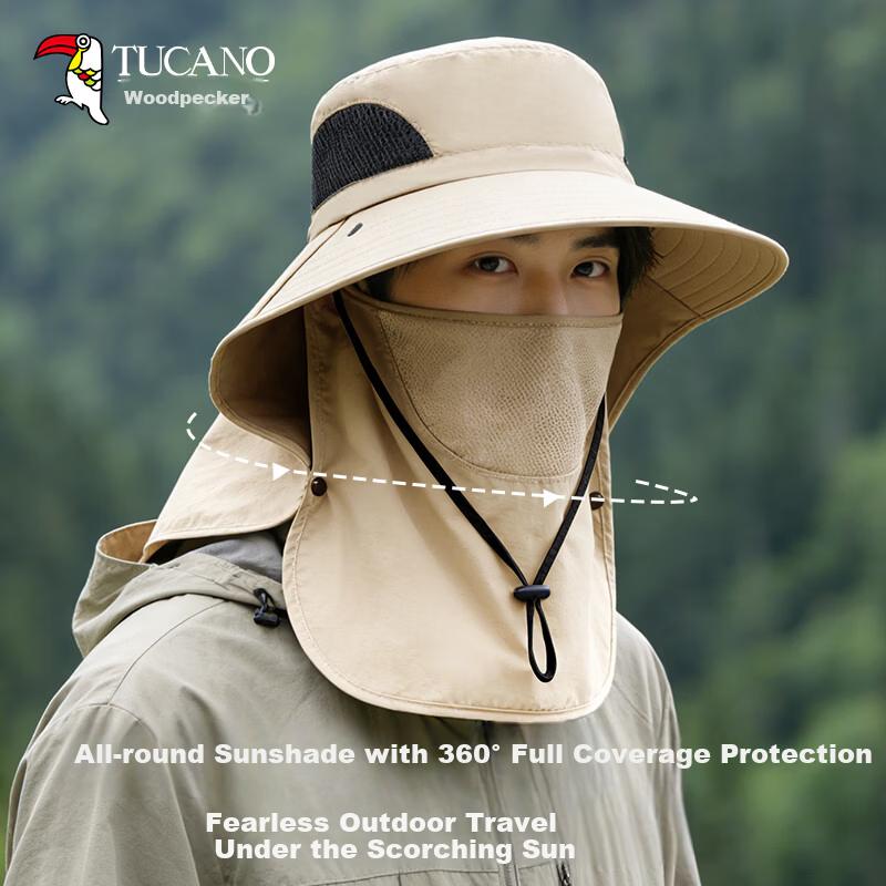 TUCANO Sun Protection Hat for Men, Outdoor UV-Resistant Cycling Travel Fisherman Hat, Fishing Sun Hat, Sun Visor, Face Shield for Me