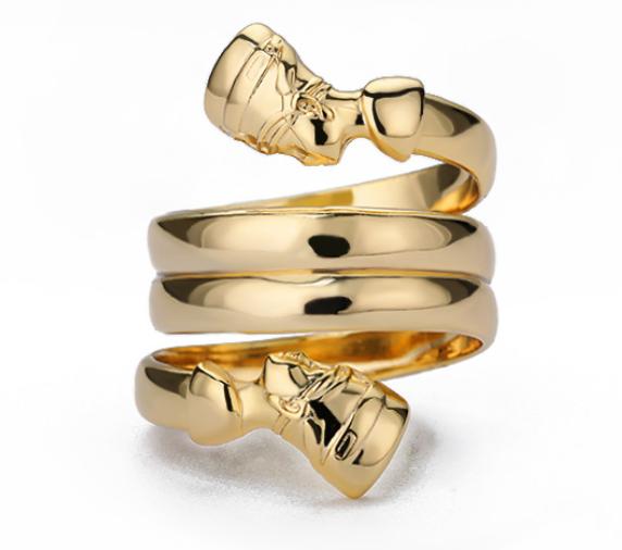 Personality Leopard Head Design Resizable Ring Hip Hop Punk Gold Color Wedding Rings for Women Men Zircon Christmas Gift