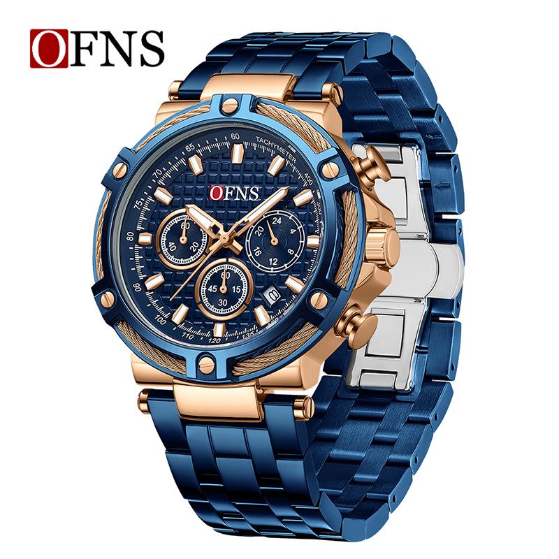 Oufanni Shi Men's Multifunctional Chronograph: Waterproof Quartz Watch with Luminous Strap & Calendar