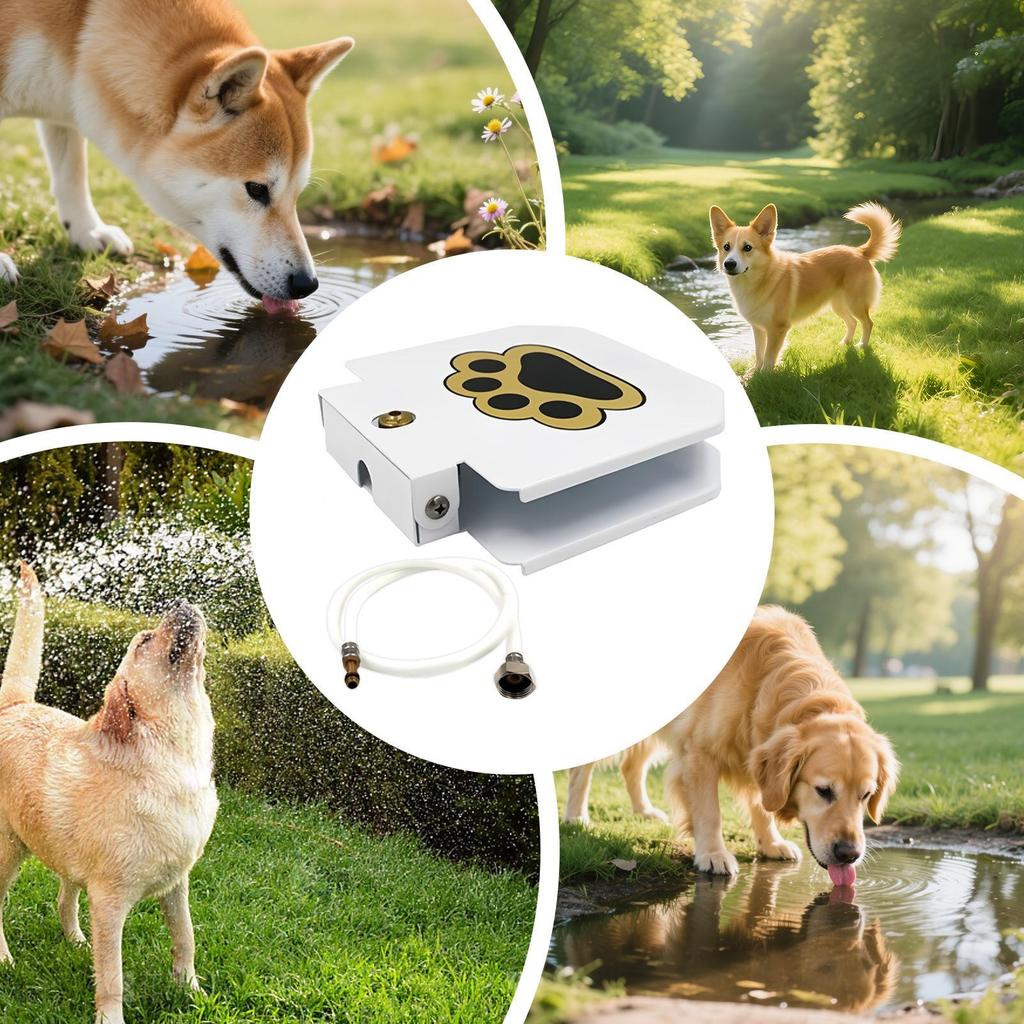 Outdoor Dog Water Fountain Solid Coated Metal Pet Sprinkler Step on Water Feeder Dog Sprinkler Toy for Garden Backyard