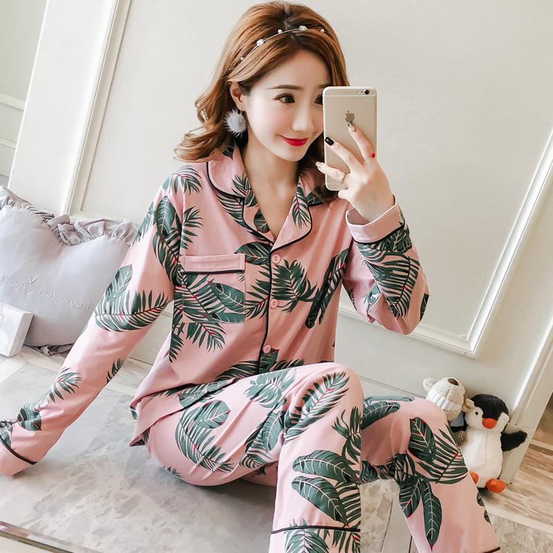 Korean Style Women's Long Sleeve Cardigan and Pajama Set for Spring, Autumn, and Winter Home Wear