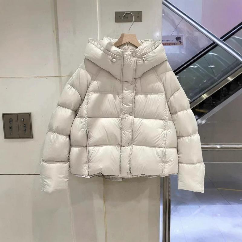 

Short hooded cloud puffs thickened bread clothes women s cotton clothes winter new large size loose coat S 80-105 белый