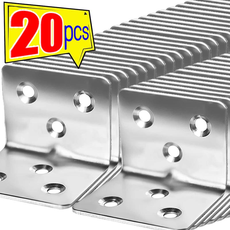 Stainless Steel 90 Degree Angle Bracket Furniture Door Cabinet Bedframe Fastener Support Frame Iron Plate Corner Brackets Tools