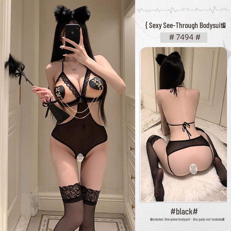 Sexy Plus Size Open Crotch Bodysuit: No-Buckle Pure Desire Lingerie