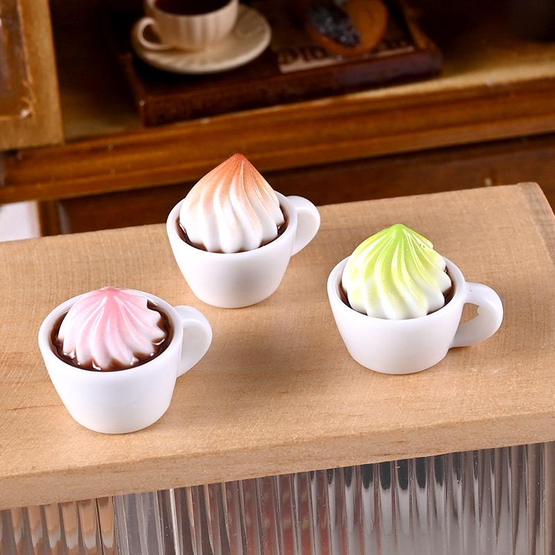 1Set 1:12 Dollhouse Miniature Cake Coffee Fork Tray Food Model Kitchen Decor Toy For Doll House Accessories Toy