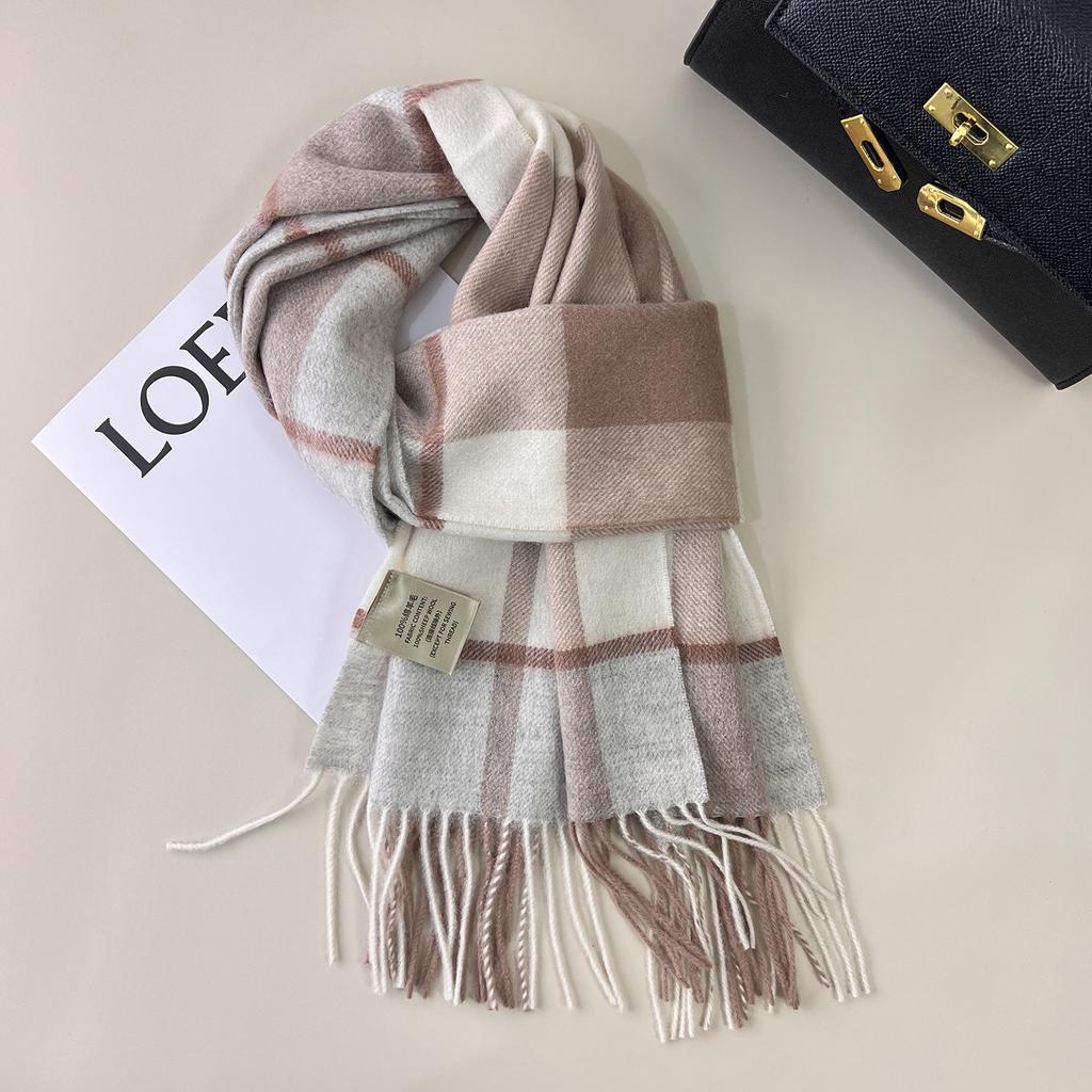 British Classic 111 Pure Plaid Scarf Female Winter Korean Student Versatile Warm Cashmere Couple Scarf
