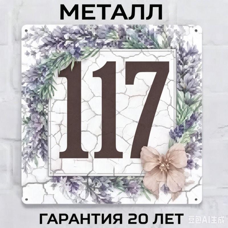 Metallhausnummernschild im Landhausstil Lavendel 20x20cm
