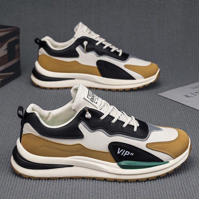 Sneakers men's autumn 2025 new leather surface casual teen running platform dad ins trendy shoes men