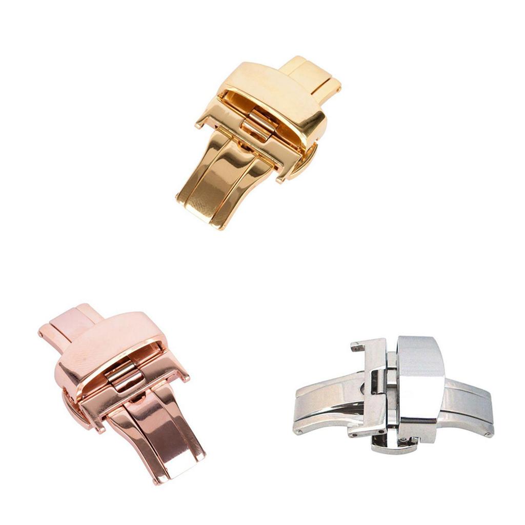 Elegant Silver Stainless Steel Watch Clasp Butterfly Buckle High Polished Solid Steel