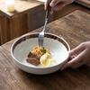 Brauner Rand Keramik Große Schüssel Haushaltsgeschirr Suppenschüssel Große Gemüseschüssel Nudelschüssel Restaurant Salatschüssel Küche Runde Schüssel