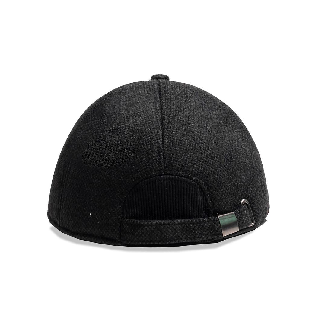 Mens Winter Thick Wool Blend Baseball Cap with Ear Flaps Warm Outdoor Hat