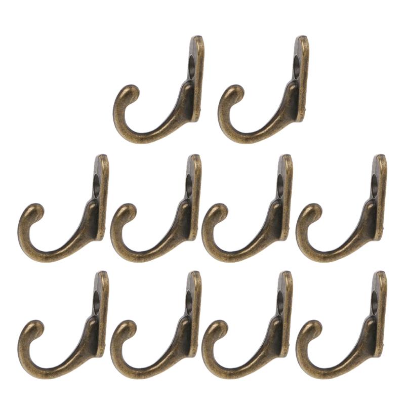 10 Pcs Heavy Duty Robe Hook Simplicity Hanger Vintage Bronze Small Hooks for Hanging Hat Towel Bag Rope Easy to Install