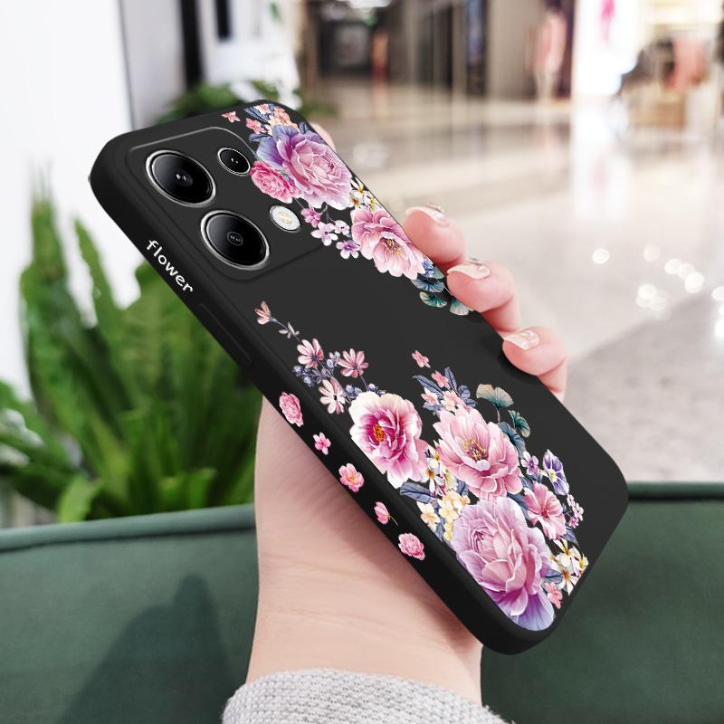 Satin Brocade Phone Case For Xiaomi Redmi Note 14 13 12 12S 11 11S 10 10S 9 9S Pro Plus 4G 5G Liquid Silicone Cover