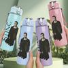 1PC Lone Male Suit Dark Silhouette Print 750ml Colorful Plastic Sports Water Bottle Leakproof Pop Up Lid with Straw for Outdoor Work Home Use