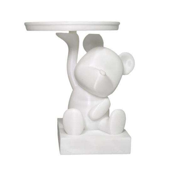 

Поднос Держатель для ключей Декоративный с блюдцем Фигурка медведя Хранение конфет Помад Серьги Украшений Дисплей 1pc белый