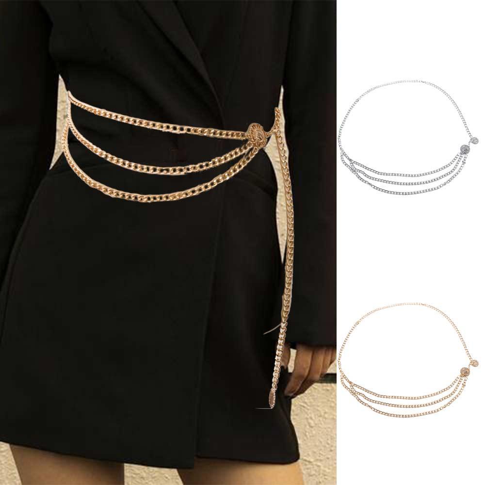 Sun Flower Clothes Decoration Adjustable Aluminum Chain Metal Belts Women Body Chain Waist Chain