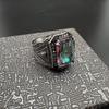 22mm Stainless Steel Colorful Zircon Ring for Men Vintage Punk Jewelry
