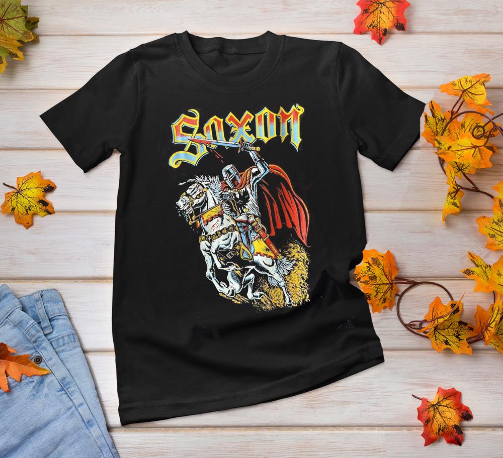

Rare Vintage 90s Saxon Shirt Mens UsA shirt Front S-234XL Black unisex D1007 Unisex T-Shirt XXXL