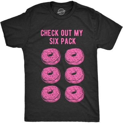 Camisetas Cão Maluco Masculinas Confira Meu Abdômen de Seis Pacotes Camiseta Engraçada Treino Gráfico de Rosquinhas Humor Camiseta de Academia