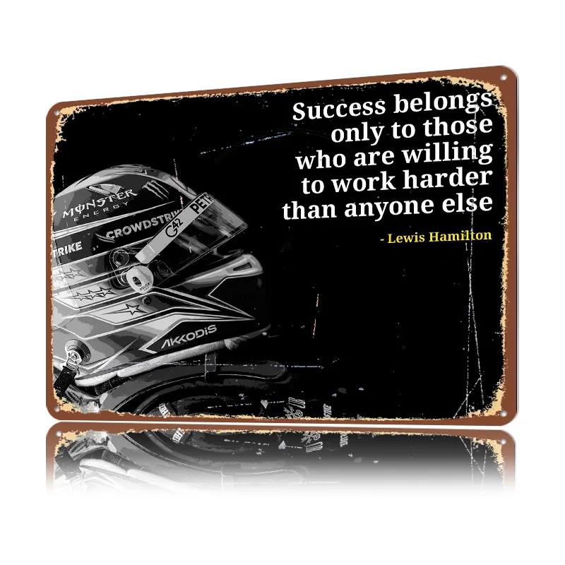 Lewis Hamilton Quotes D Texture Metal Poster Customized Wall Art Tin Sign Gift for Mancave Vintage Decoration Gaming Wand Deko