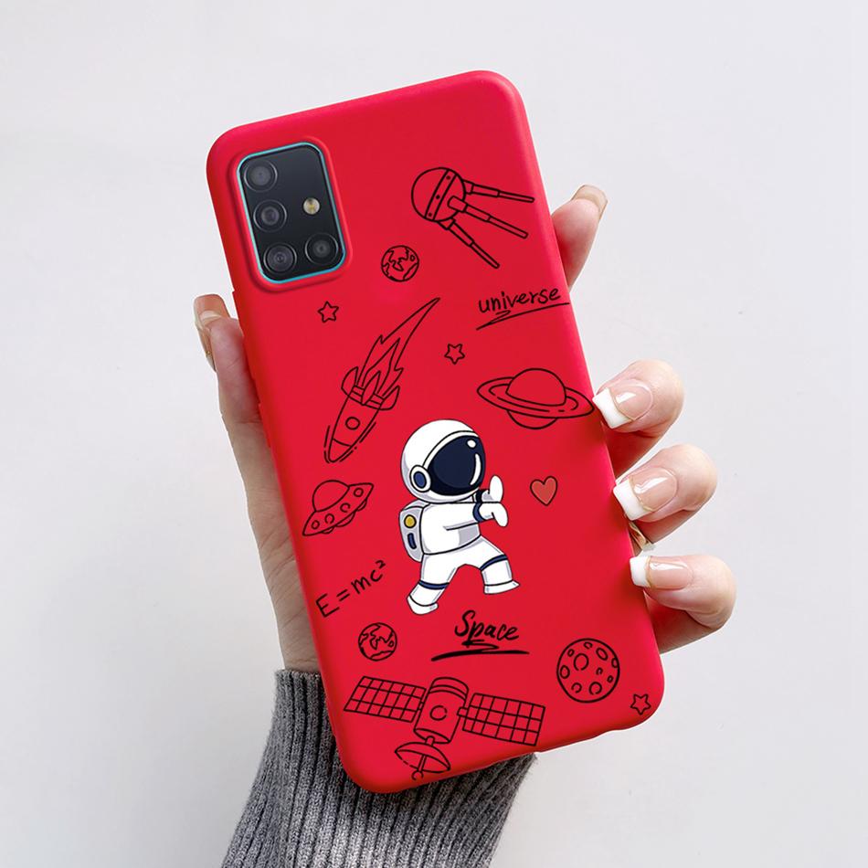 Case For Samsung A51 A71 A31 Phone Case Astronaut Liquid Silicone Full Protection Back Cover For Samsung Galaxy A 51 71 31 Capa