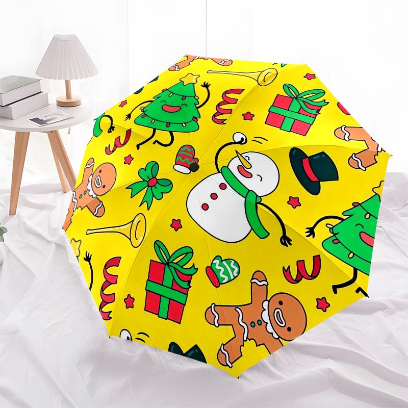 

1pc Christmas festive pattern design Umbrella with Plastic Handle,Compact & Stylish,Cartoon Pattern,Outdoor UmbrellaPT372